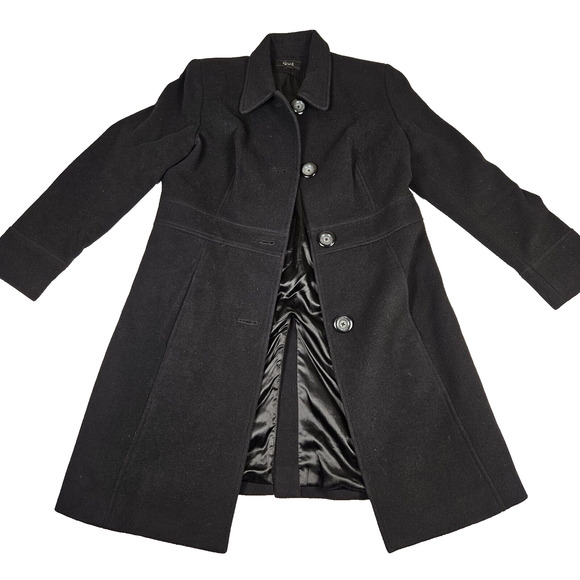 VTG Wool Cashmere Blend Overcoat Womens Black Winter Classic Dressy Coat Long 14 - Picture 6 of 16